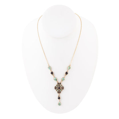 The Barcelona Turquoise and Onyx Y-Necklace, view 3
