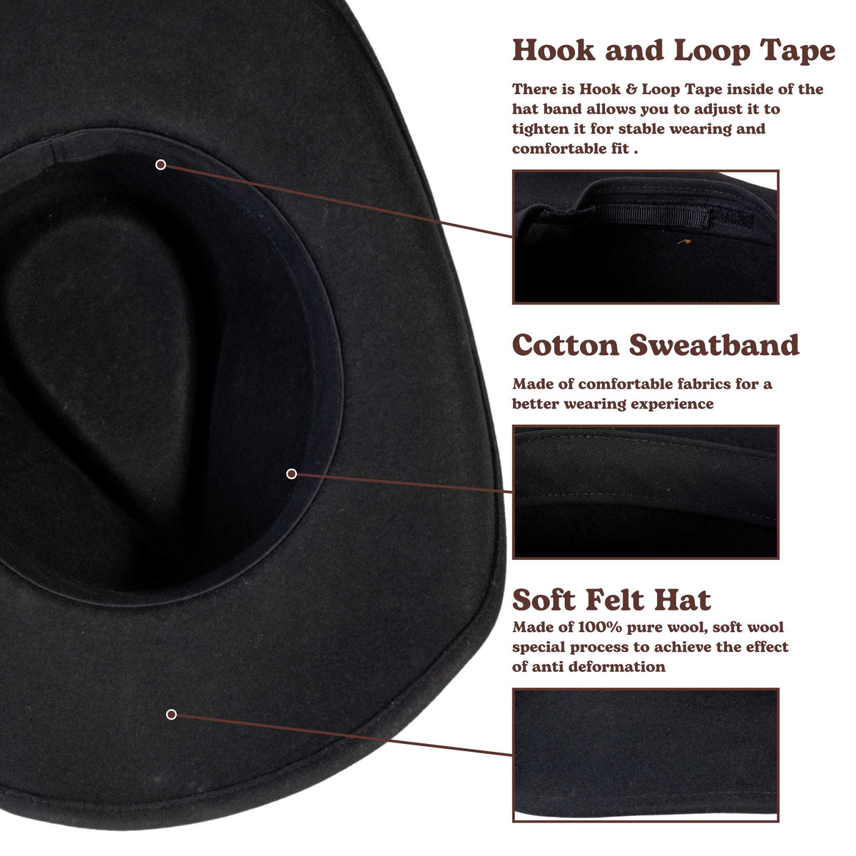 Rustler Black Cowboy Hat by Mix Brown