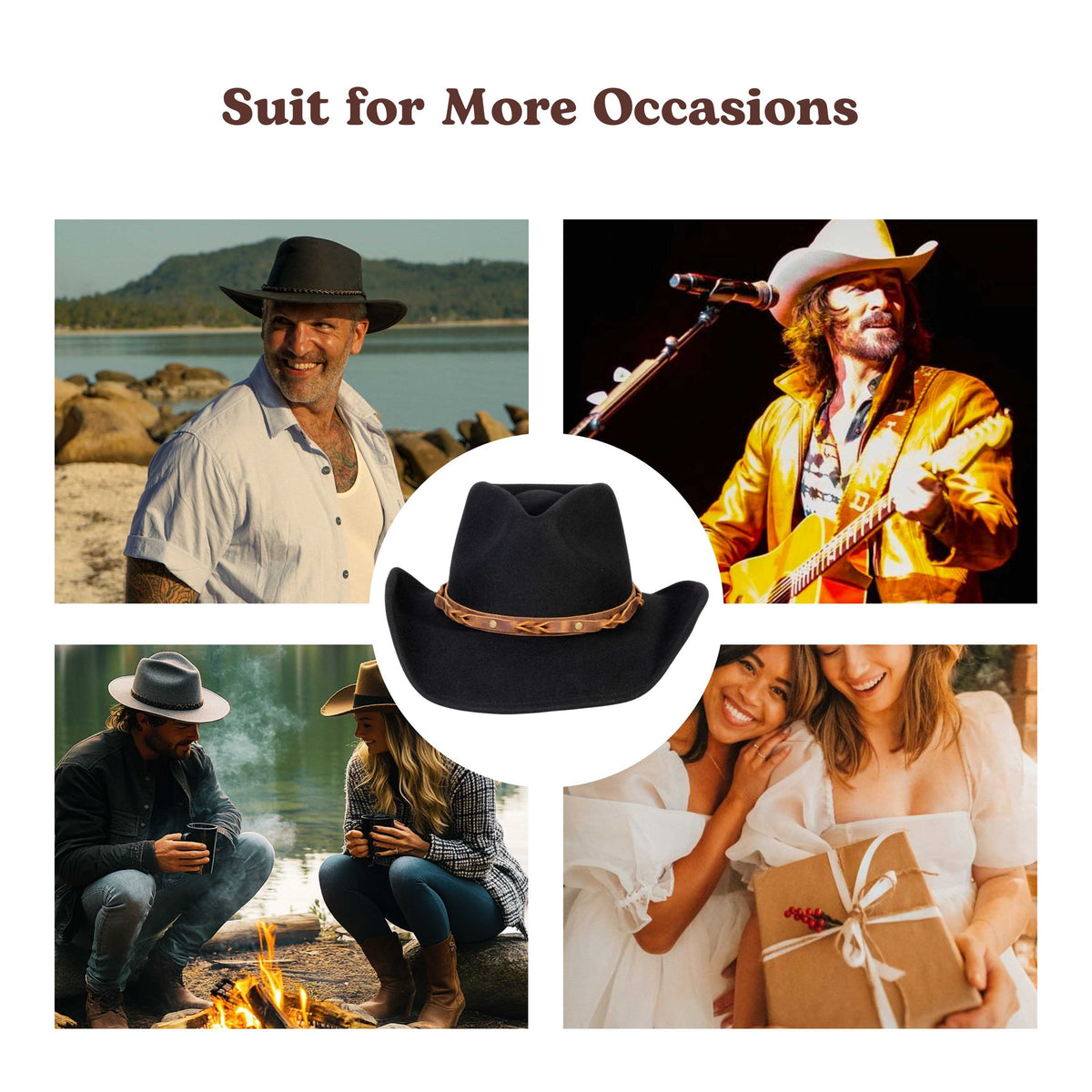 Rustler Black Cowboy Hat by Mix Brown, view 2