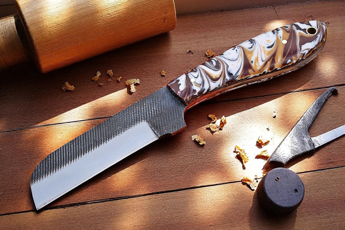 Rasp steel bull cutter knife with resin handle