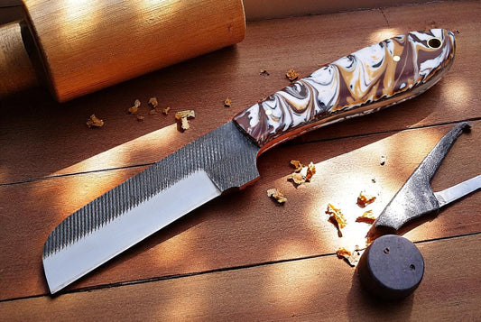 Rasp steel bull cutter knife with resin handle