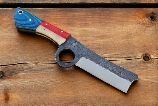 Bull cutter knife with bone and wood handle