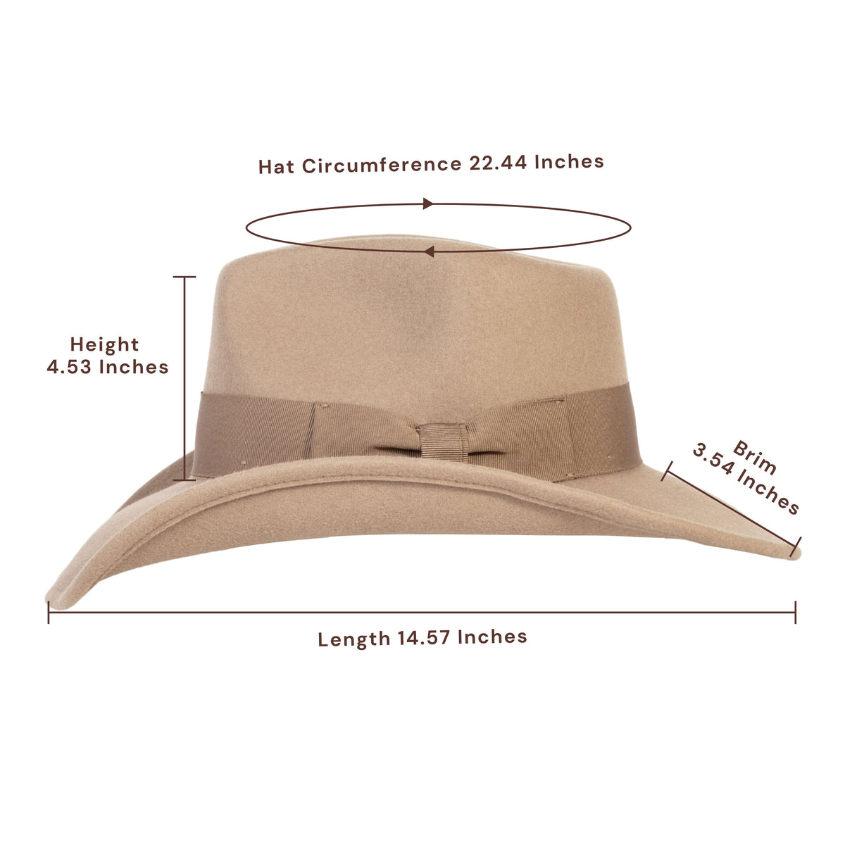 Light tan wool felt cowboy hat with subtle crown stitching, view 3