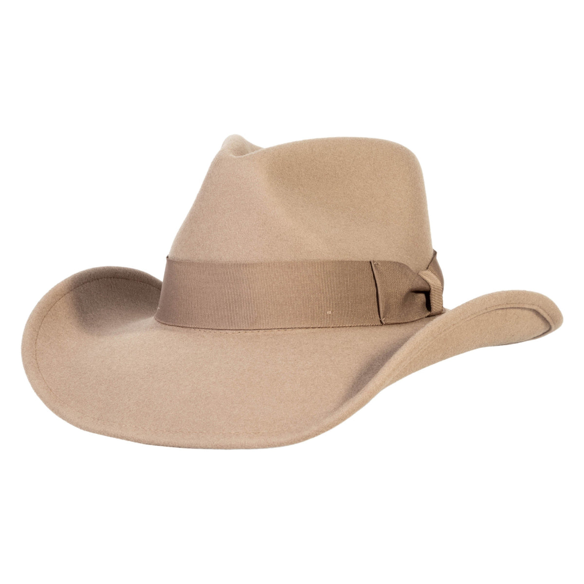 Light tan wool felt cowboy hat with subtle crown stitching