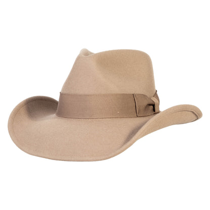 Light tan wool felt cowboy hat with subtle crown stitching