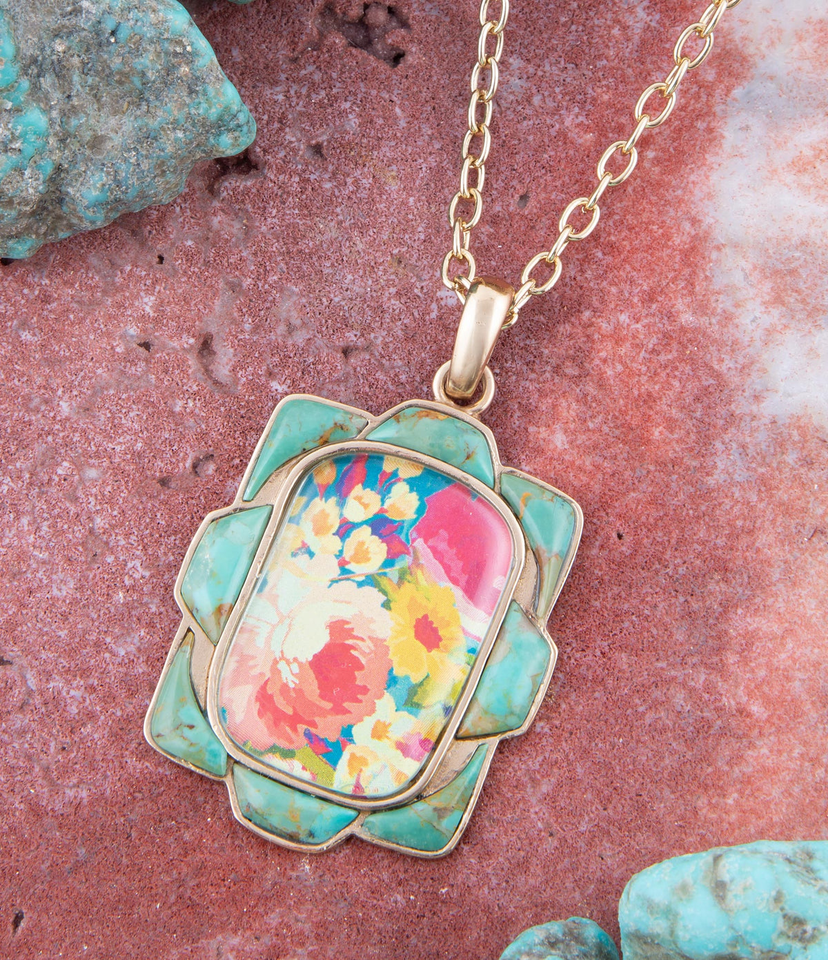 The Scenic Floral Turquoise Pendant, view 2