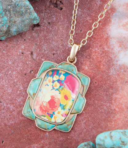 The Scenic Floral Turquoise Pendant, view 2