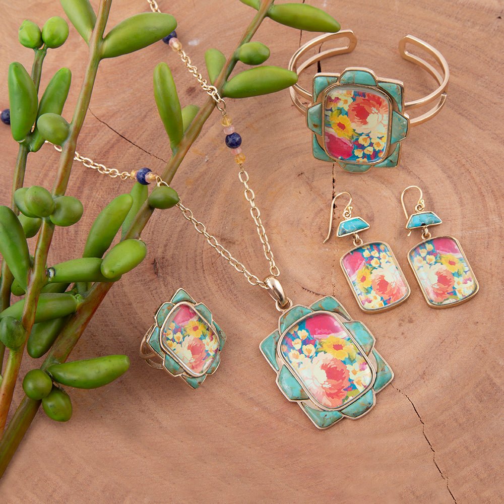 The Scenic Floral Turquoise Cuff, view 5