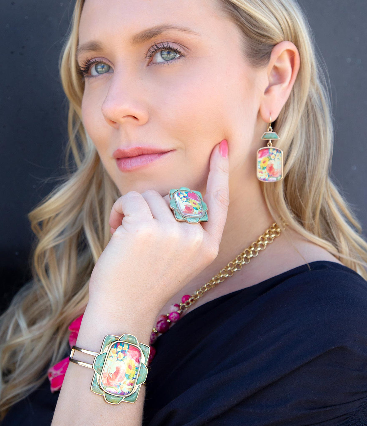 The Scenic Floral Turquoise Cuff, view 2