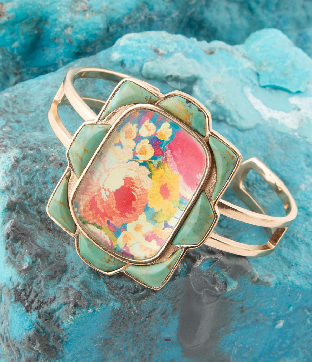 The Scenic Floral Turquoise Cuff, view 3