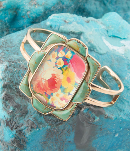 The Scenic Floral Turquoise Cuff, view 3