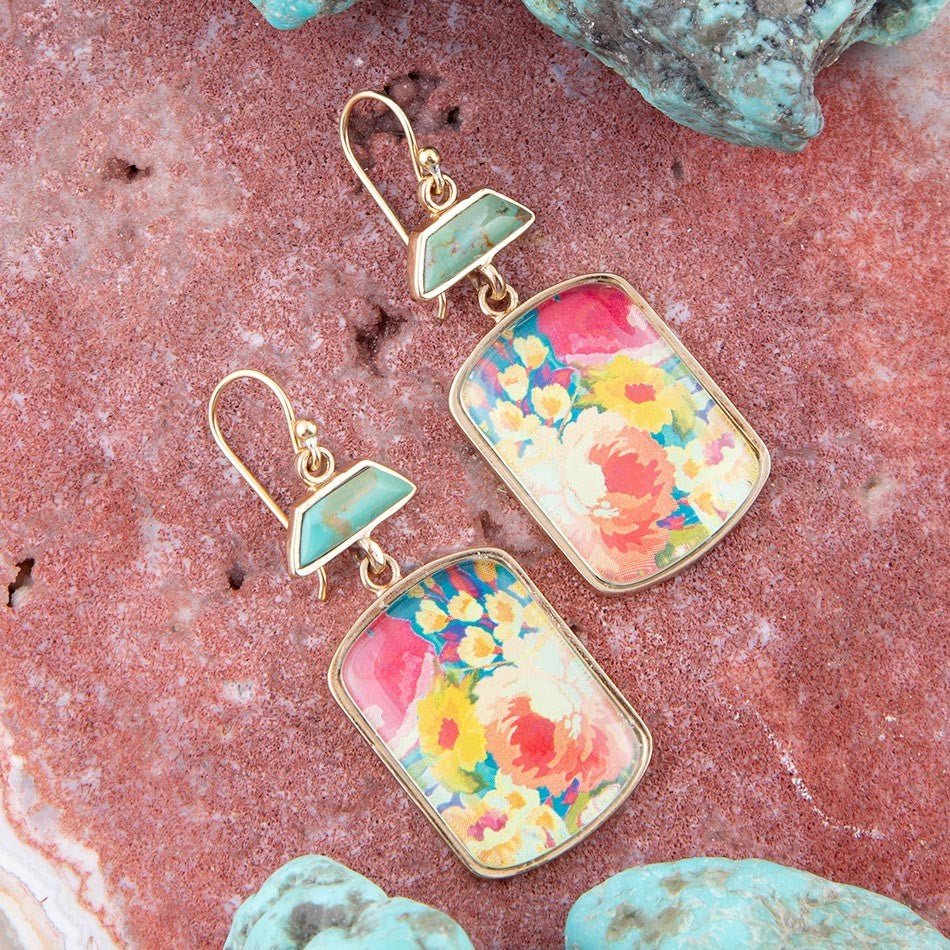 The Scenic Floral Turquoise Earrings, view 3