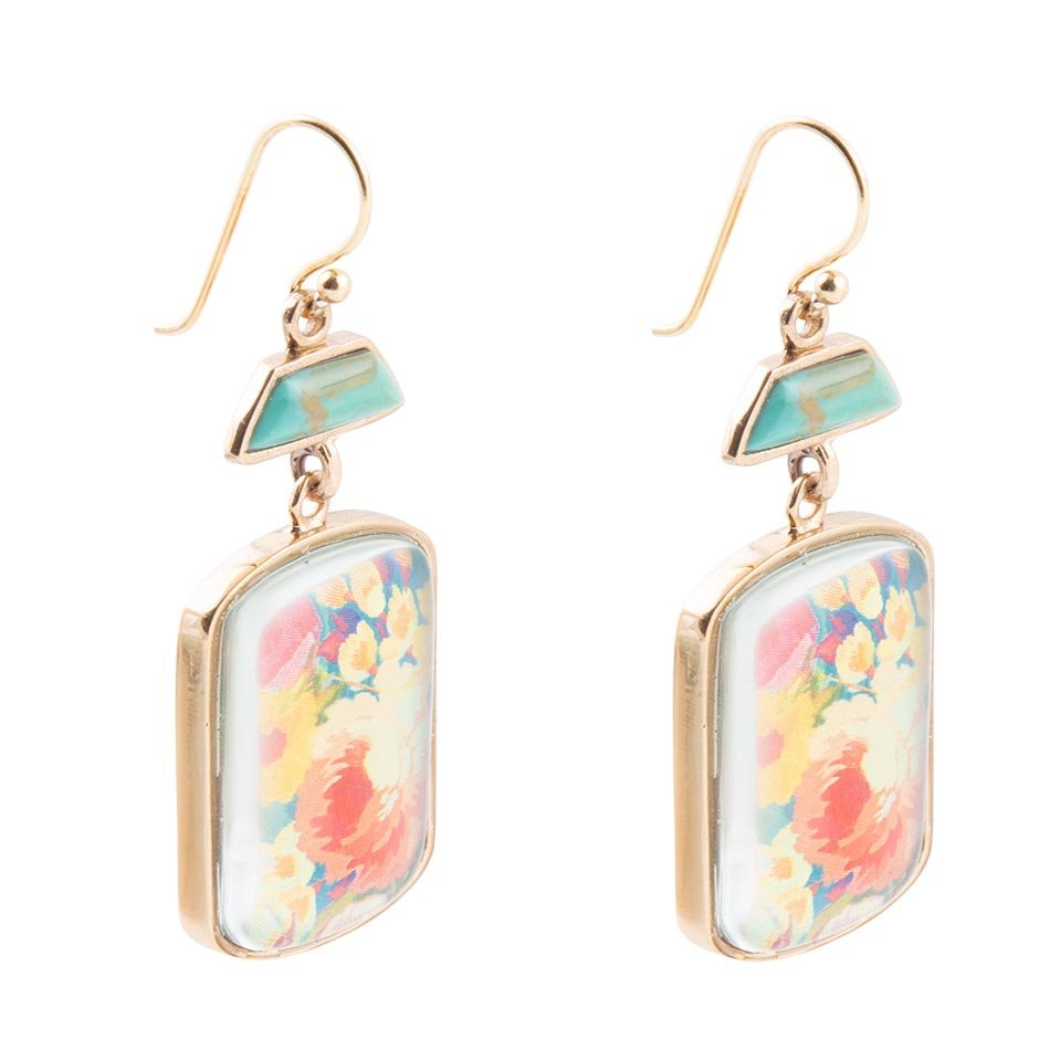 The Scenic Floral Turquoise Earrings, view 4
