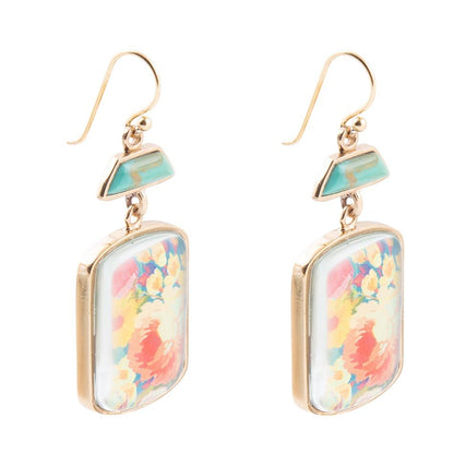 The Scenic Floral Turquoise Earrings, view 4