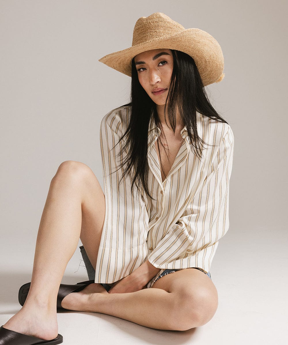 Packable Raffia Cattleman Hat by Gigi Pip, view 4