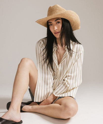 Packable Raffia Cattleman Hat by Gigi Pip, view 4