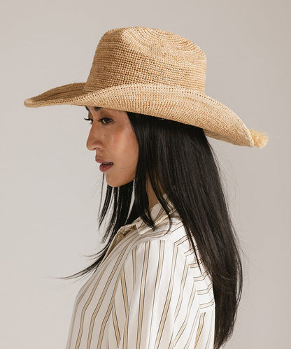 Packable Raffia Cattleman Hat by Gigi Pip