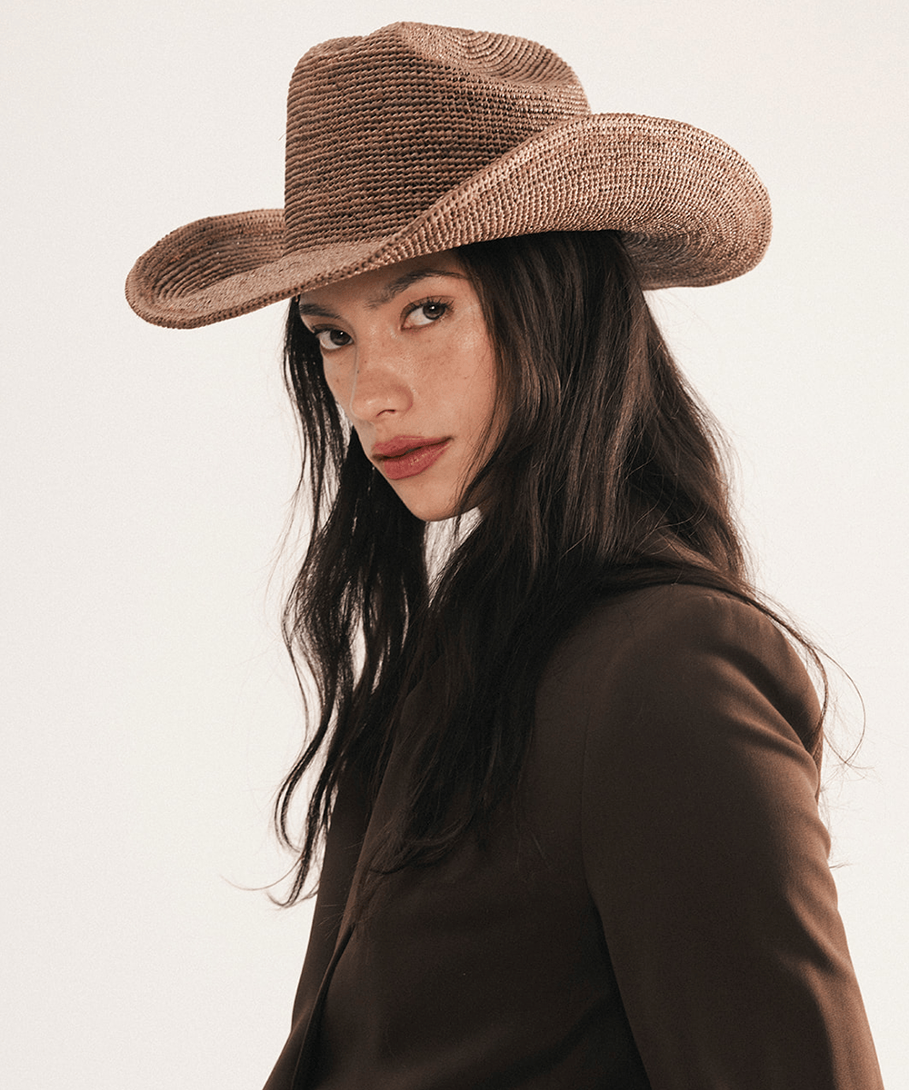 Packable Raffia Cattleman Hat by Gigi Pip, view 7