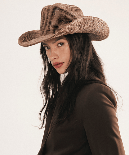 Packable Raffia Cattleman Hat by Gigi Pip, view 7