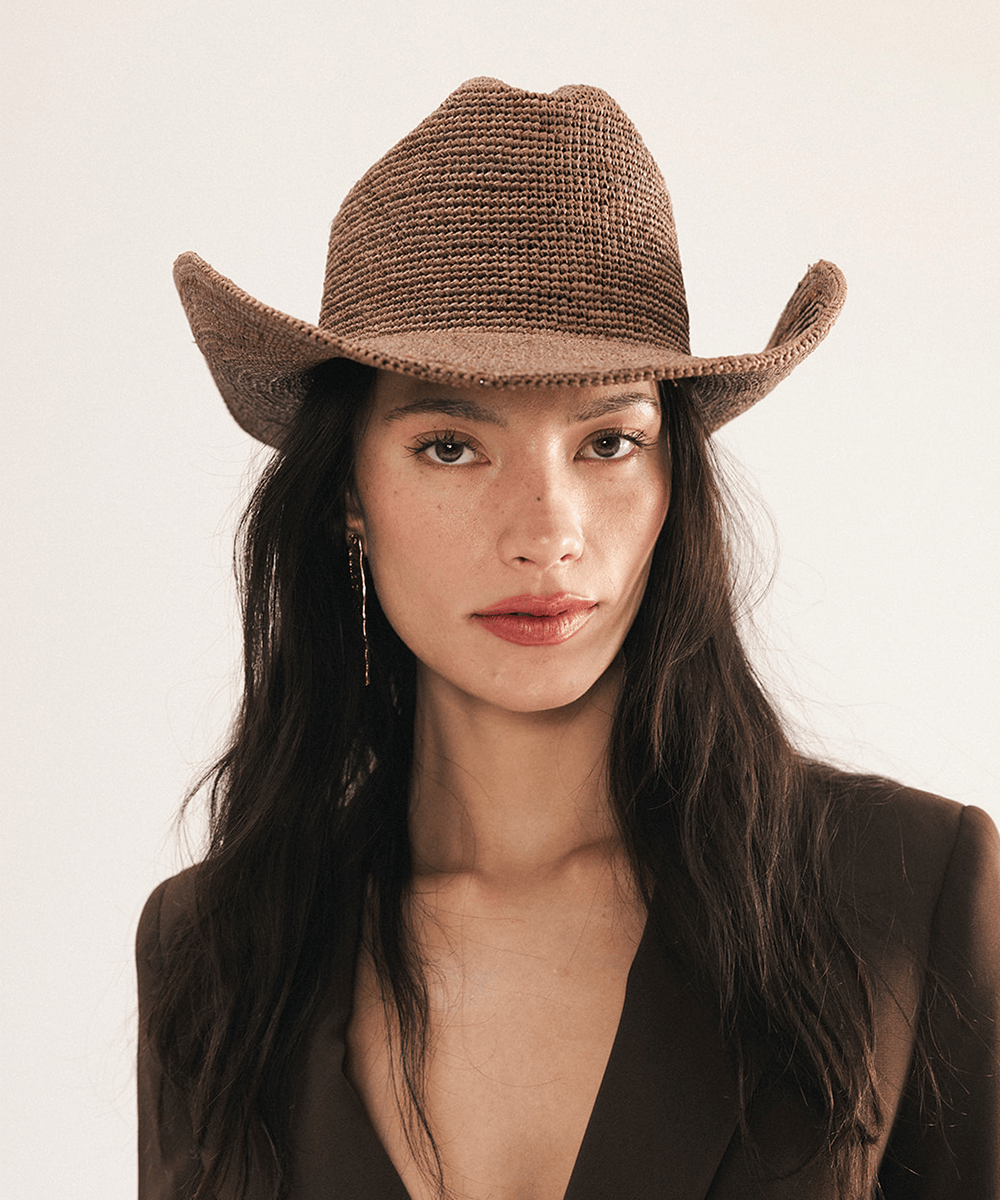 Packable Raffia Cattleman Hat by Gigi Pip, view 5