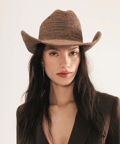 Packable Raffia Cattleman Hat by Gigi Pip, view 5