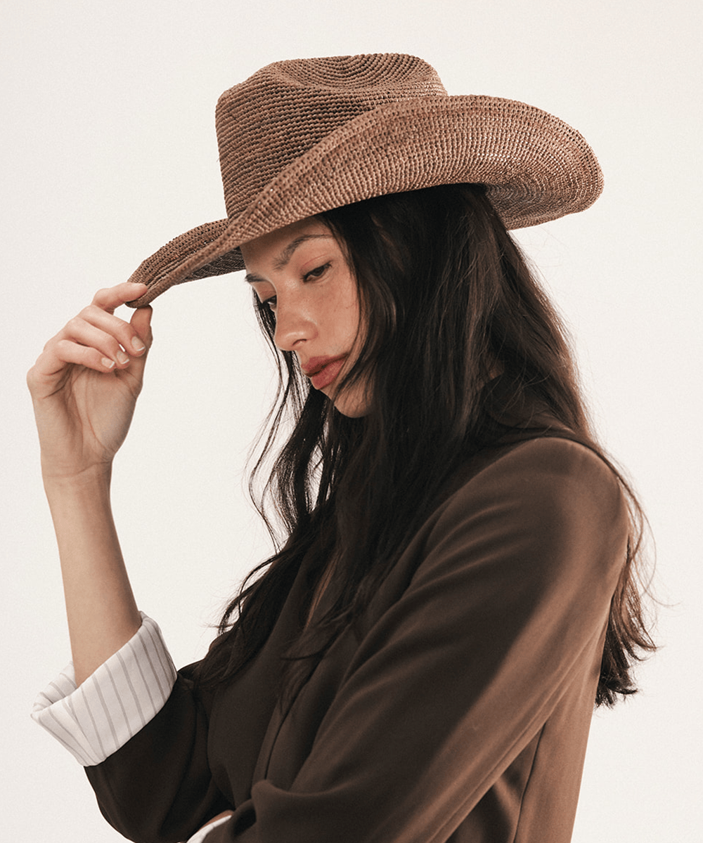 Packable Raffia Cattleman Hat by Gigi Pip, view 6