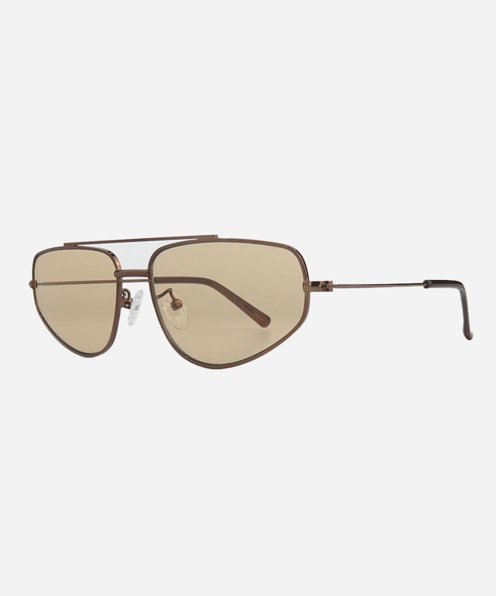 Bronze-brown metal aviator sunglasses with light brown lenses