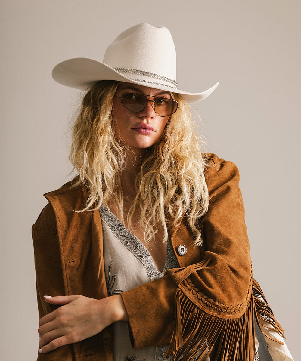 Sienna Brown Aviator Sunglasses in Brown by Gigi Pip, view 3