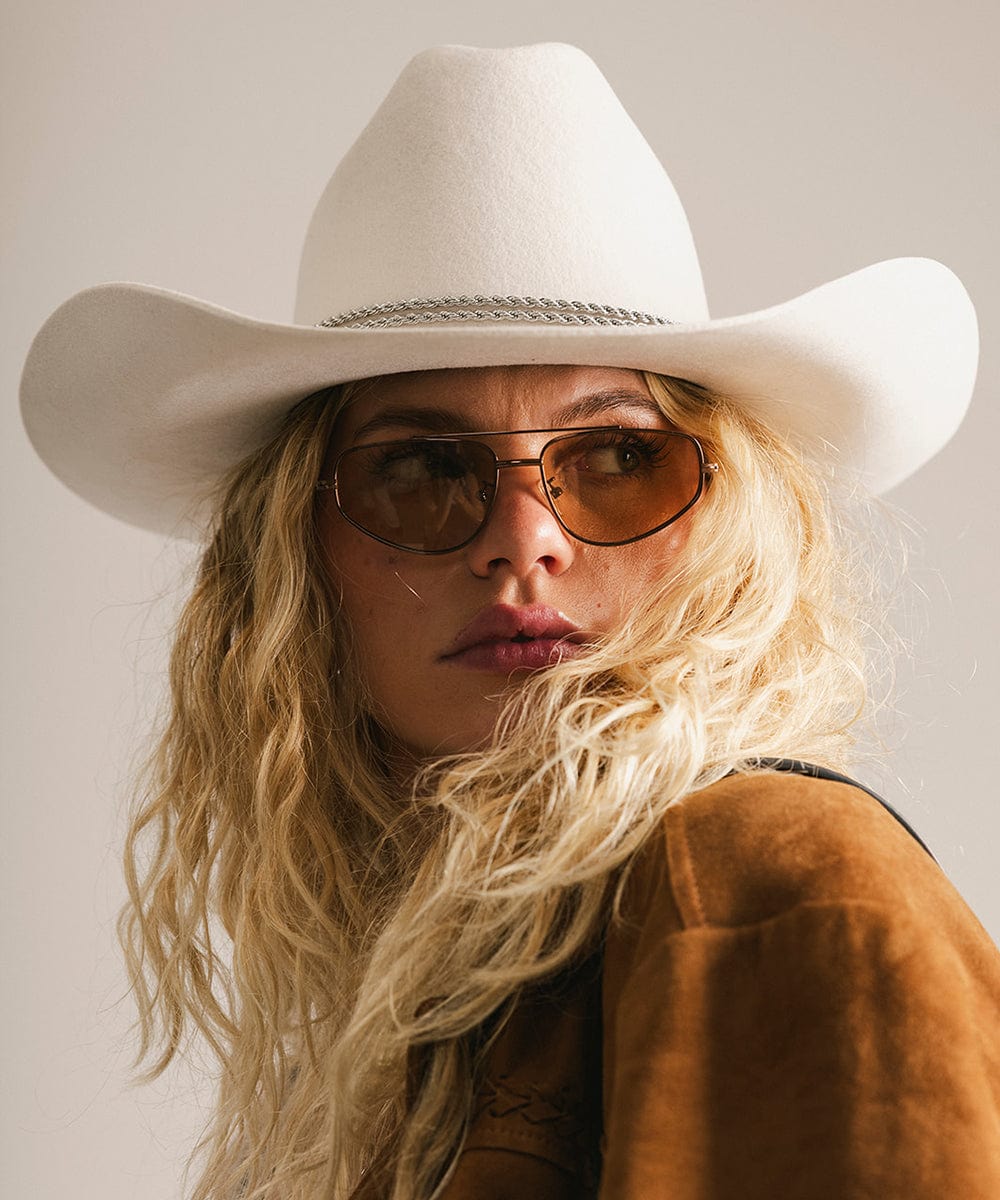 Sienna Brown Aviator Sunglasses in Brown by Gigi Pip, view 2