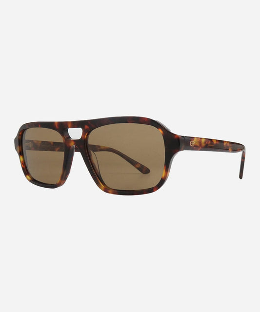 Tortoise rectangular aviator sunglasses with lighter lenses