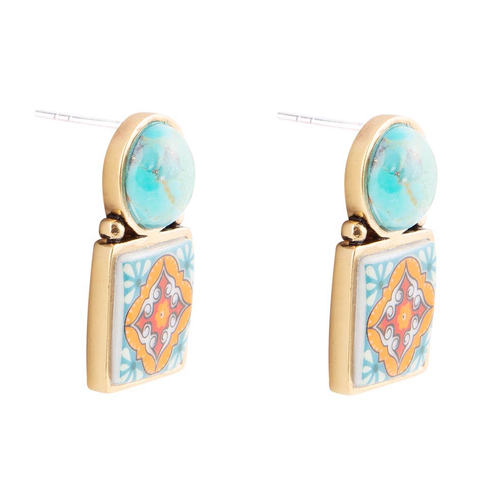 The Talavera Turquoise Drop Earrings, view 6