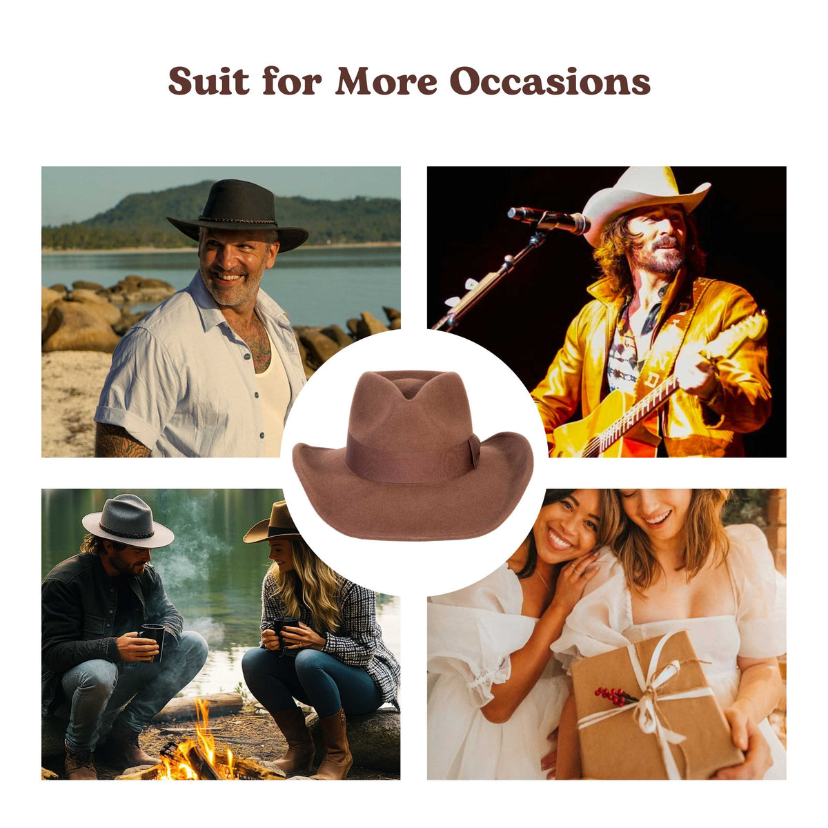 Timber Chestnut Cowboy Hat by Mix Brown, view 3