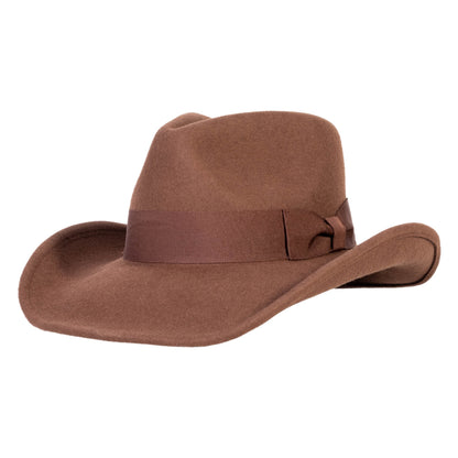 Chestnut brown wool felt cowboy hat with stitched crown