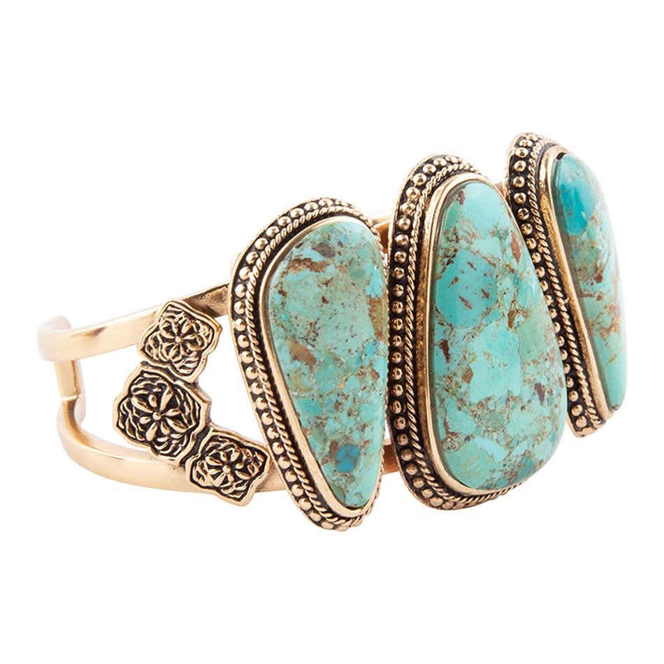 The Trio Turquoise Golden Cuff