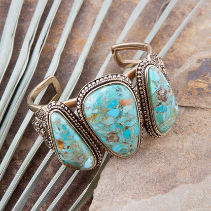 The Trio Turquoise Golden Cuff, view 2
