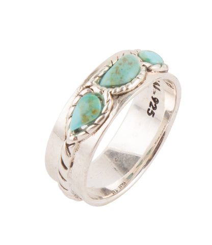 The Three-Stone Turquoise Ring, sterling silver