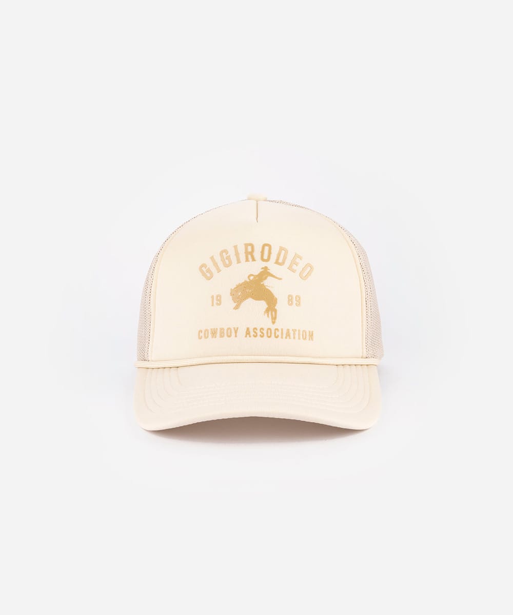 Bucking Bronco Trucker Hat in Cream by Gigi Pip