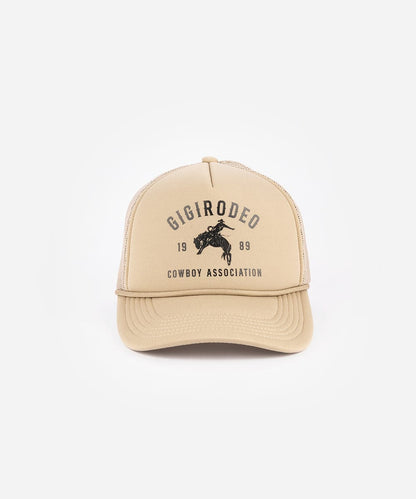 Bucking Bronco Trucker Hat in Tan by Gigi Pip