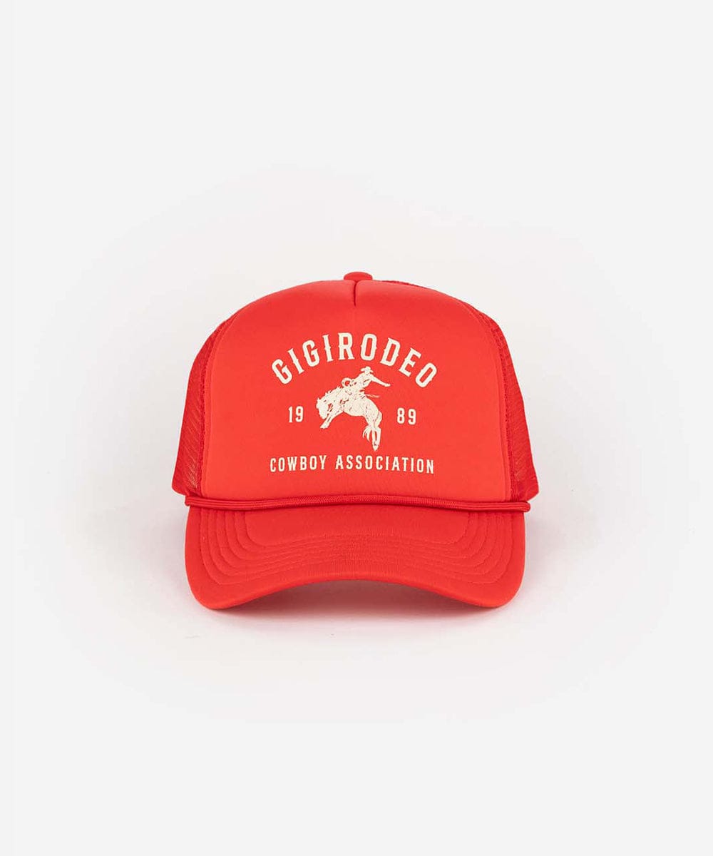 Bucking Bronco Trucker Hat in Vintage Red by Gigi Pip