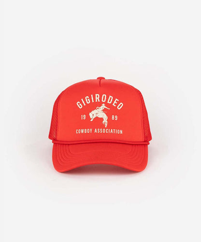 Bucking Bronco Trucker Hat in Vintage Red by Gigi Pip