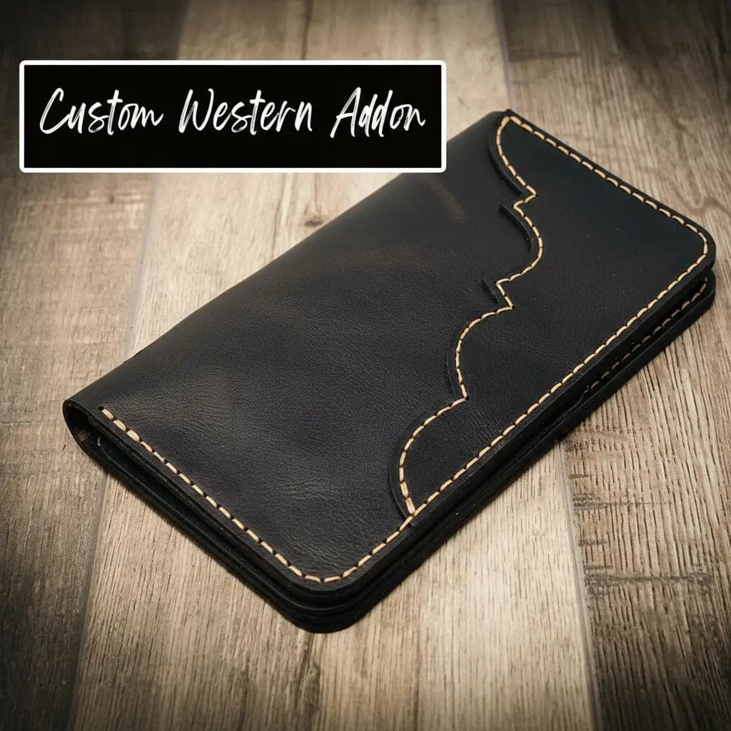 Tall full-grain leather badge long wallet by Bull Sheath, view 18
