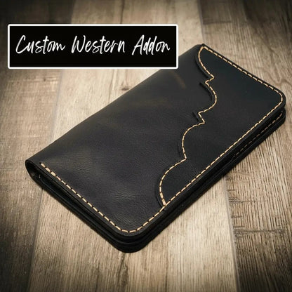 Tall full-grain leather badge long wallet by Bull Sheath, view 18