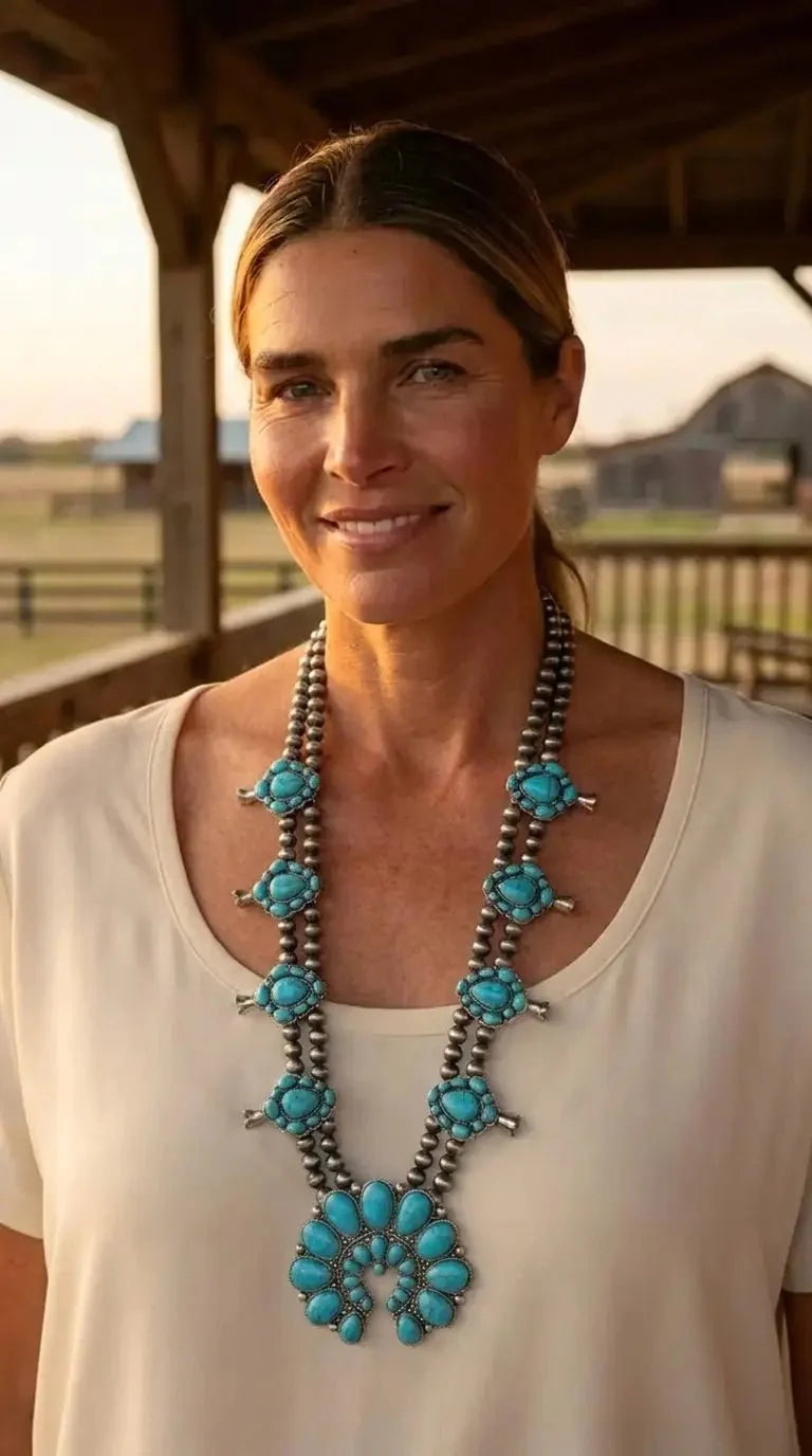 The Double-Strand Squash Blossom Necklace, view 3