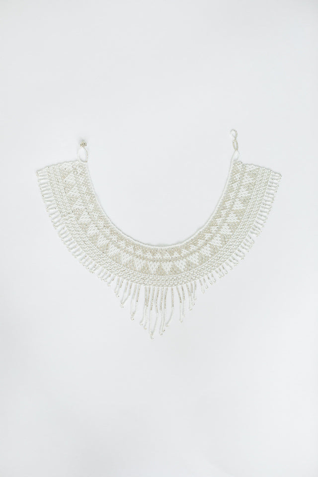 White Cascade Beaded Hat Necklace by Andeana Hats